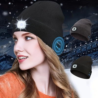 Bluetooth Beanie with Rechargeable LED Light and Speakers | Warmth, Music & Light in One