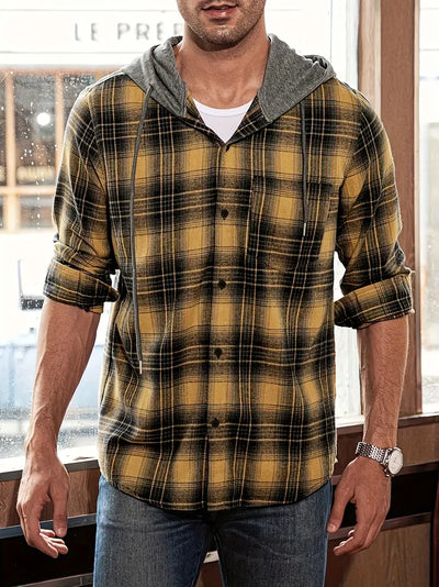 Ruben Plaid Hoodie Shirt Jacket - Loose Fit, Casual Comfort