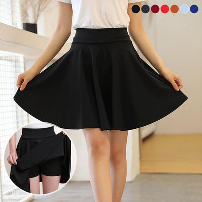 A-Line Pleated Skort with Elastic Waistband for Women