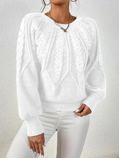 Lea™ | Stylish Cable Knit Sweater with Lantern Sleeves