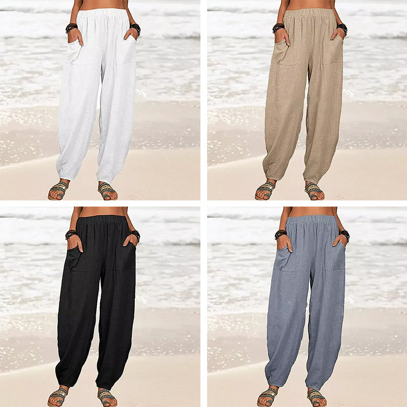 Women's Relaxed-Fit Cotton Linen Casual Pants