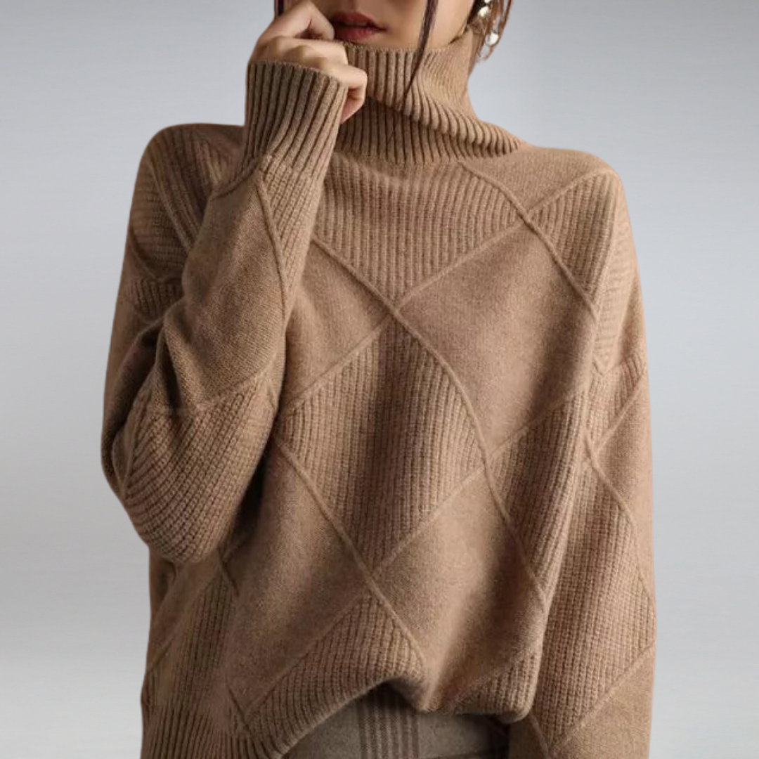 Sienna™ Luxury Cashmere Turtleneck Sweater – Ultra-Soft & Elegant Winter Knitwear