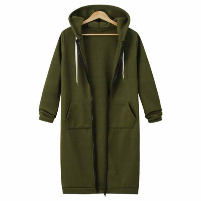 Casual Long Hoodie with Zipper for Everyday Comfort