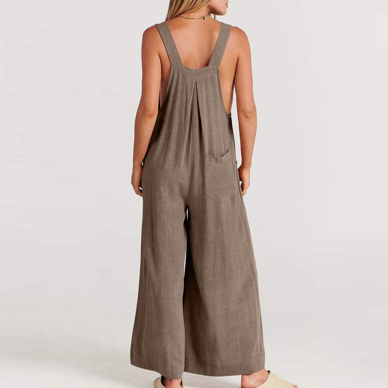 Women's Sleeveless Jumpsuit with Wide-Leg Pants – Casual and Chic