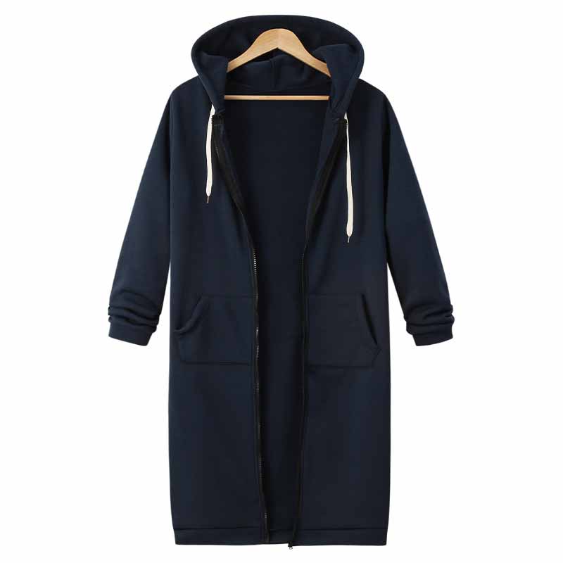 Casual Long Hoodie with Zipper for Everyday Comfort