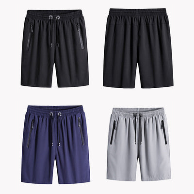 Men's Plus Size Stretch Shorts with Breathable Fabric and Zipper Pockets