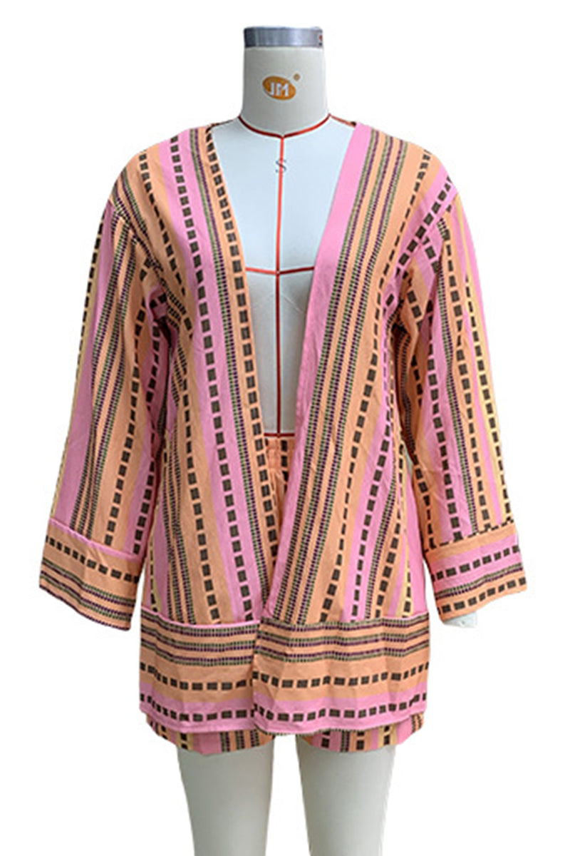 Casual Striped Two-Piece Cardigan Set – Stylish and Comfortable for Everyday Wear