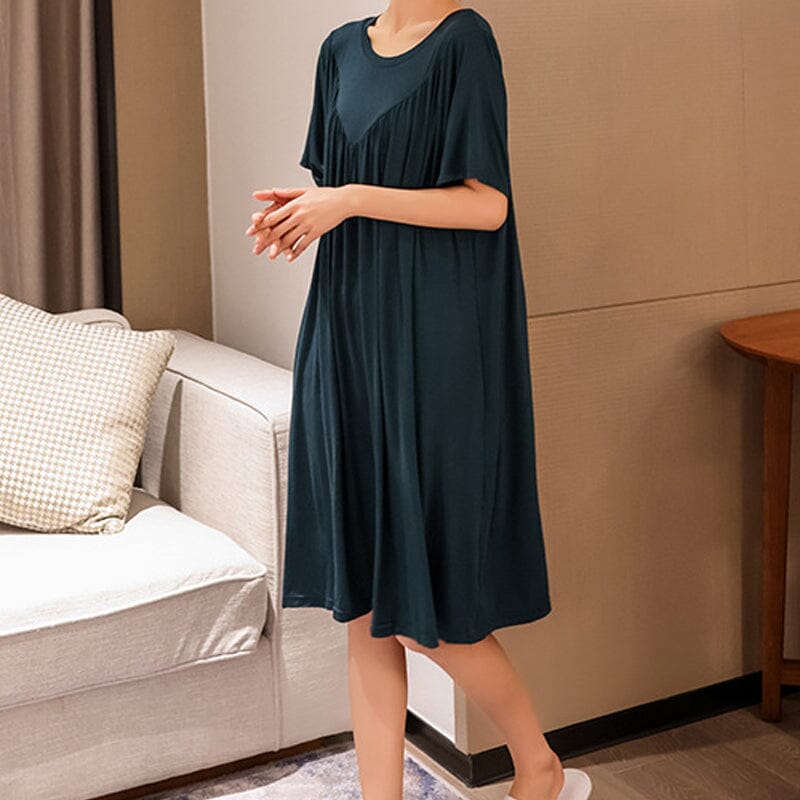 Loose-Fit Nightgown with Short Sleeves – Casual Homeware Sleep Dress