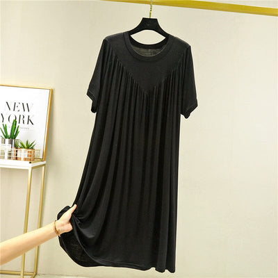 Loose-Fit Nightgown with Short Sleeves – Casual Homeware Sleep Dress