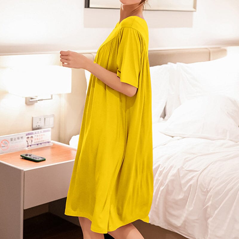 Loose-Fit Nightgown with Short Sleeves – Casual Homeware Sleep Dress