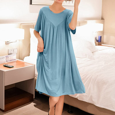 Loose-Fit Nightgown with Short Sleeves – Casual Homeware Sleep Dress