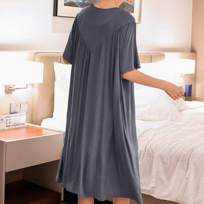 Loose-Fit Nightgown with Short Sleeves – Casual Homeware Sleep Dress