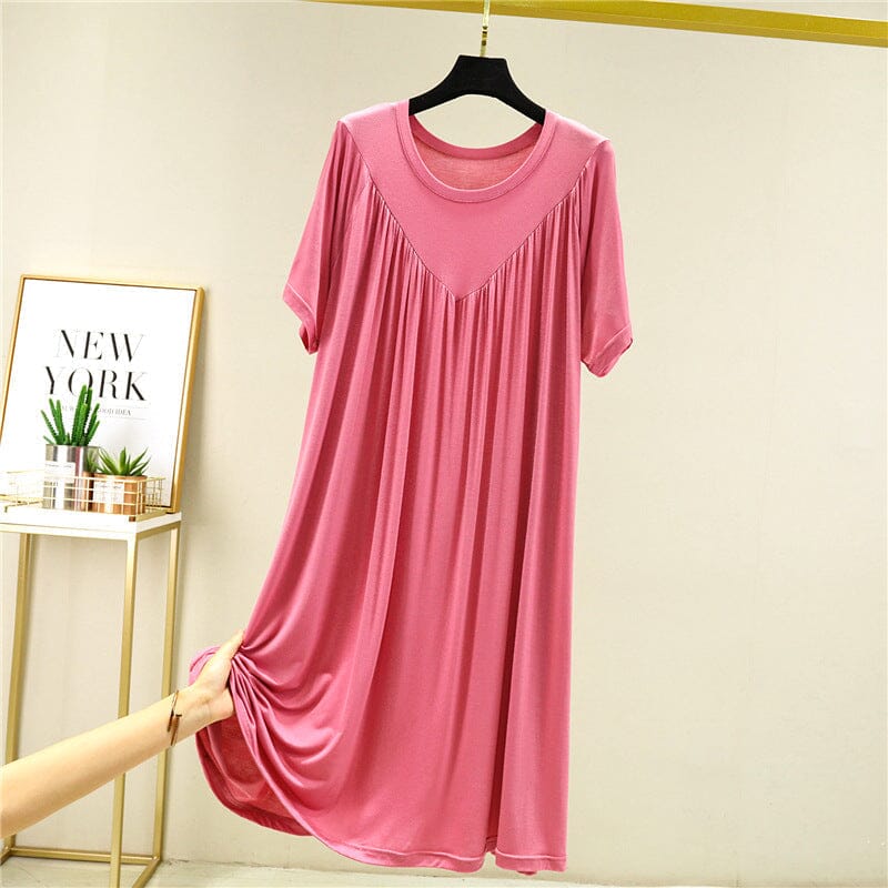 Loose-Fit Nightgown with Short Sleeves – Casual Homeware Sleep Dress