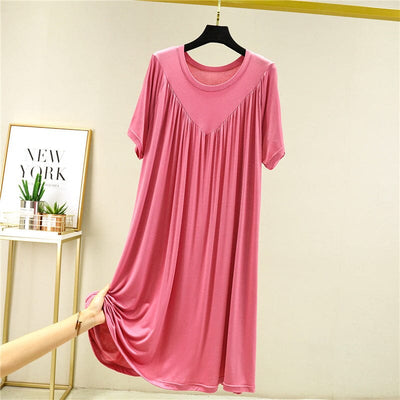 Loose-Fit Nightgown with Short Sleeves – Casual Homeware Sleep Dress