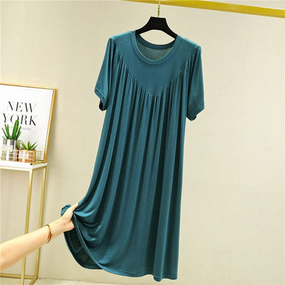 Loose-Fit Nightgown with Short Sleeves – Casual Homeware Sleep Dress