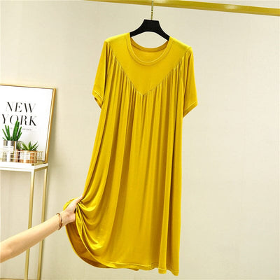 Loose-Fit Nightgown with Short Sleeves – Casual Homeware Sleep Dress