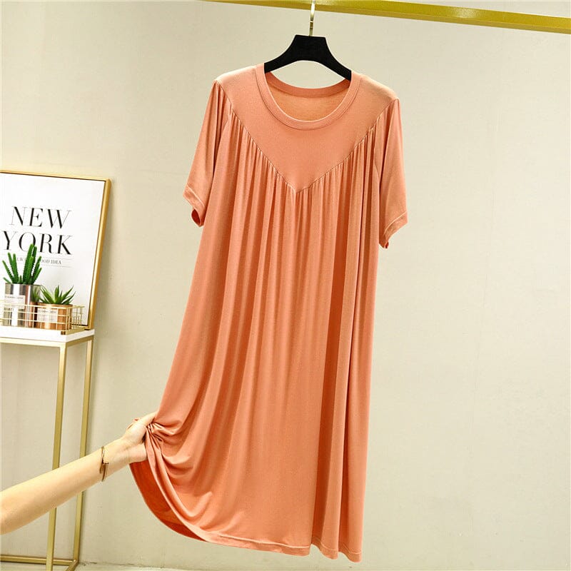 Loose-Fit Nightgown with Short Sleeves – Casual Homeware Sleep Dress