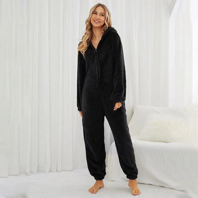 Plush Onesie Pajama for Women | Cozy One-Piece with Animal Ear Hood