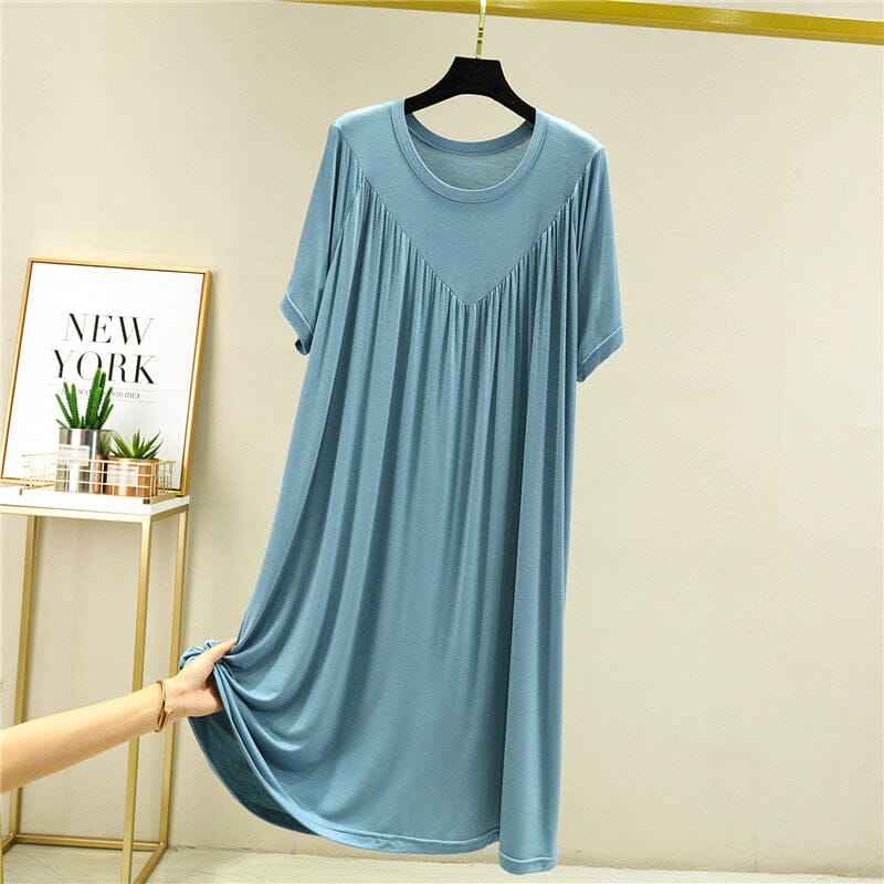 Loose-Fit Nightgown with Short Sleeves – Casual Homeware Sleep Dress