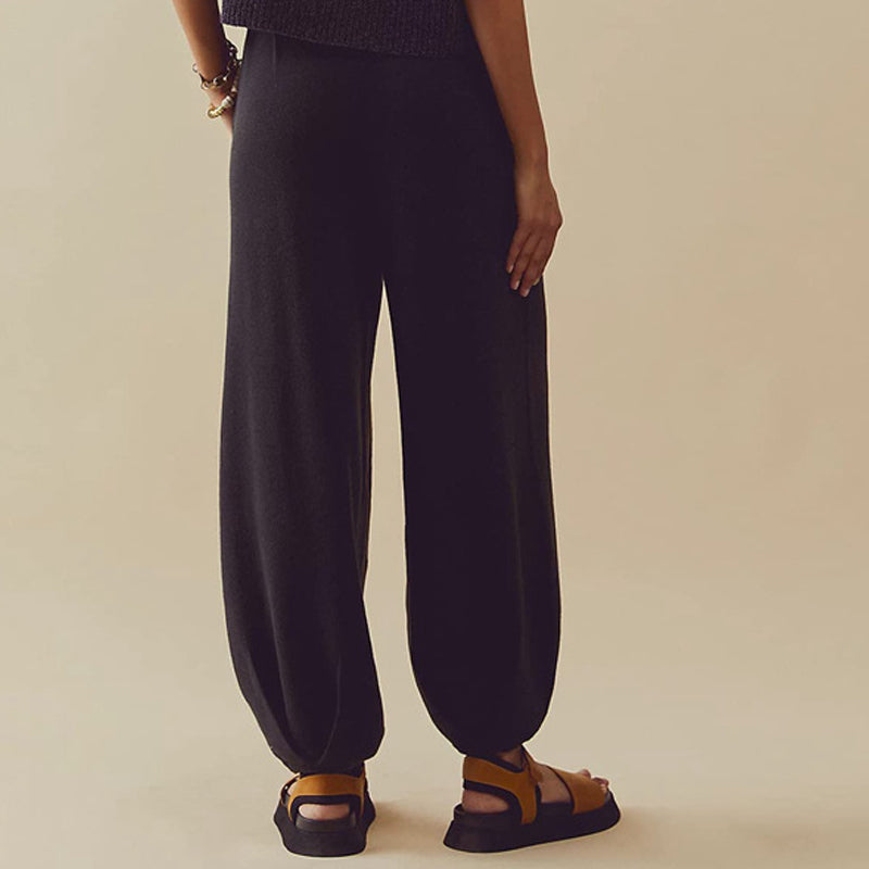 Two-Piece Knitted Loungewear Set – Loose Shirt Top and Wide-Leg Cuffed Trousers