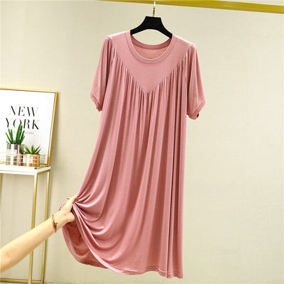 Loose-Fit Nightgown with Short Sleeves – Casual Homeware Sleep Dress