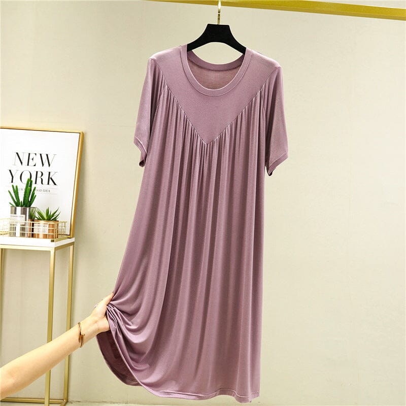 Loose-Fit Nightgown with Short Sleeves – Casual Homeware Sleep Dress