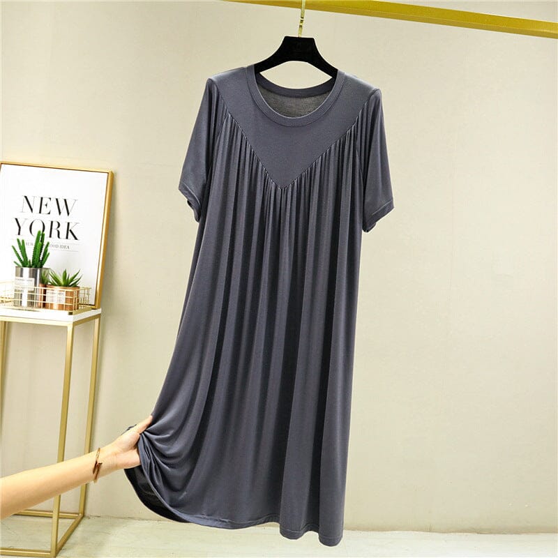 Loose-Fit Nightgown with Short Sleeves – Casual Homeware Sleep Dress