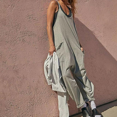 Women’s Casual Solid-Color Jumpsuit