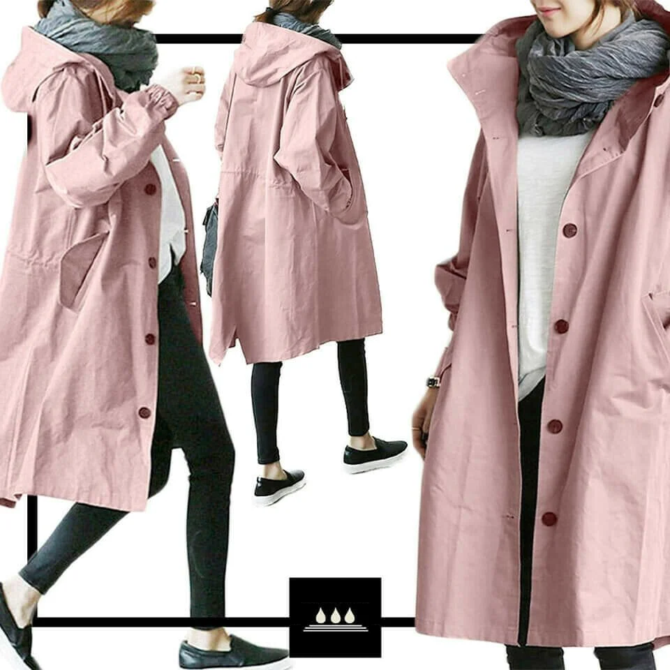 Stella - Long Windbreaker Coat | Stylish & Weatherproof Outerwear for Any Season