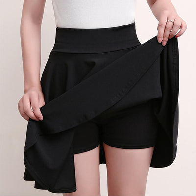 A-Line Pleated Skort with Elastic Waistband for Women