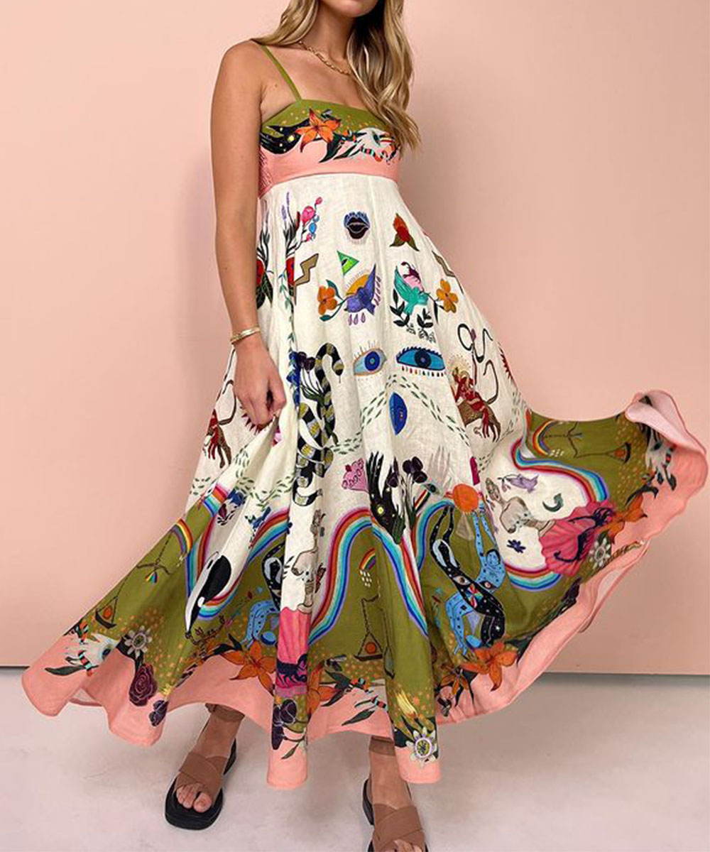 Boho Breeze™ A-Line Maxi Dress - Colorfull Elagance!