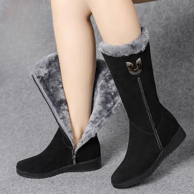 Women's Winter Boots - Warm Fleece-Lined Ankle Boots with Anti-Slip Sole