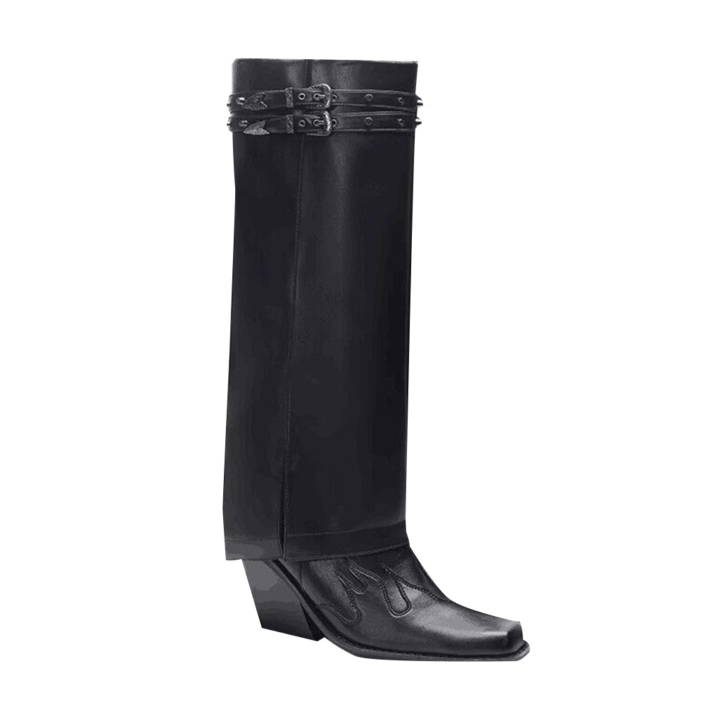 JUREN Buckled Knee High Boots - Stylish & Durable Footwear for Every Occasion