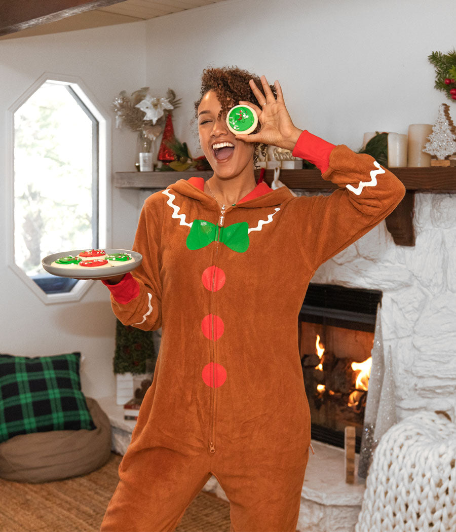 Women's Gingerbread Man Christmas Onesie