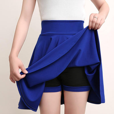 A-Line Pleated Skort with Elastic Waistband for Women