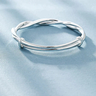 Twisted Silver Bangle Bracelet | Elegant & Timeless Design