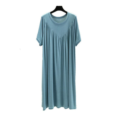 Loose-Fit Nightgown with Short Sleeves – Casual Homeware Sleep Dress