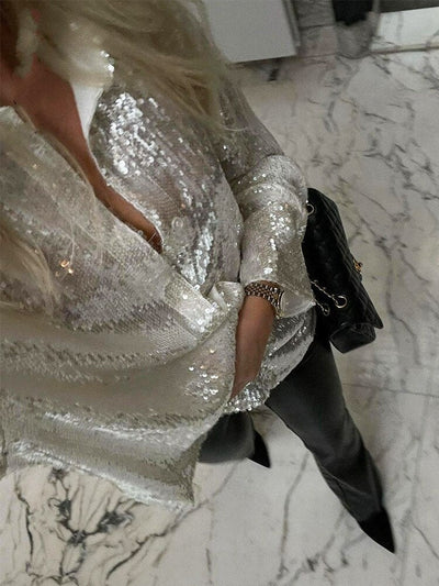 GlitteryDress™: Sparkly Oversized Blouse for Women - Party Ready & Stylish