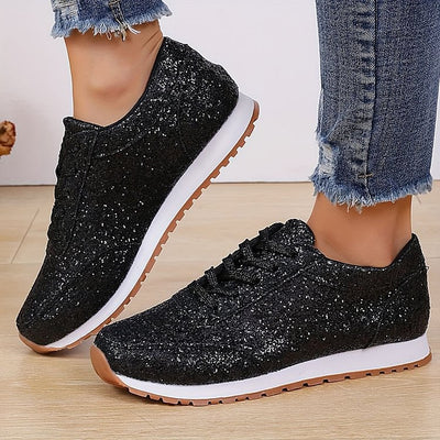 Glitter Sequin Lace-Up Sneakers | Stylish Comfort for Everyday Wear