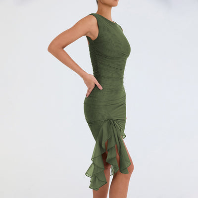 Elegant Ruffle Midi Dress