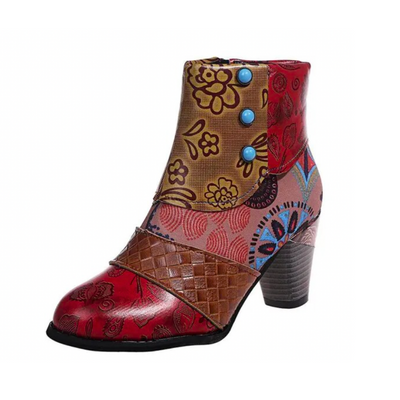 SOLARGARDEN Retro Ankle Boots with Block Heels