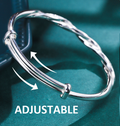 Twisted Silver Bangle Bracelet | Elegant & Timeless Design