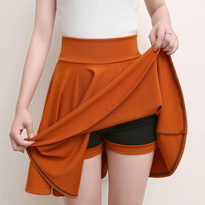 A-Line Pleated Skort with Elastic Waistband for Women