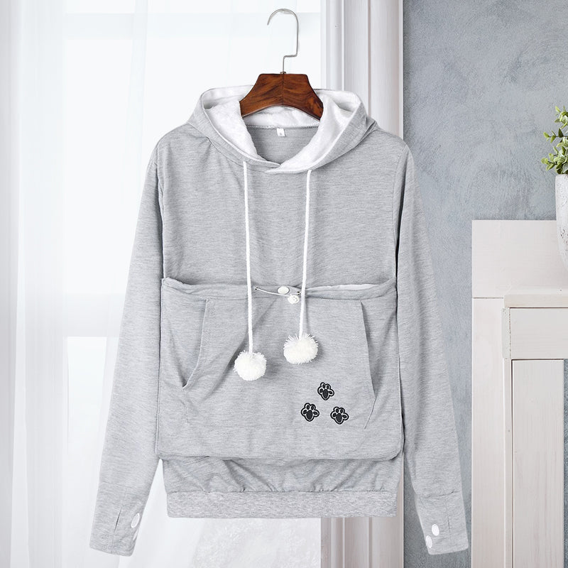 Pet Pouch Hoodie | Cozy Pet Holder Hoodie with Animal Ears