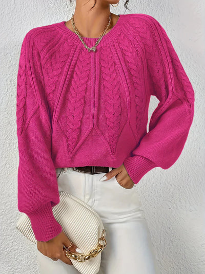 Lea™ | Stylish Cable Knit Sweater with Lantern Sleeves