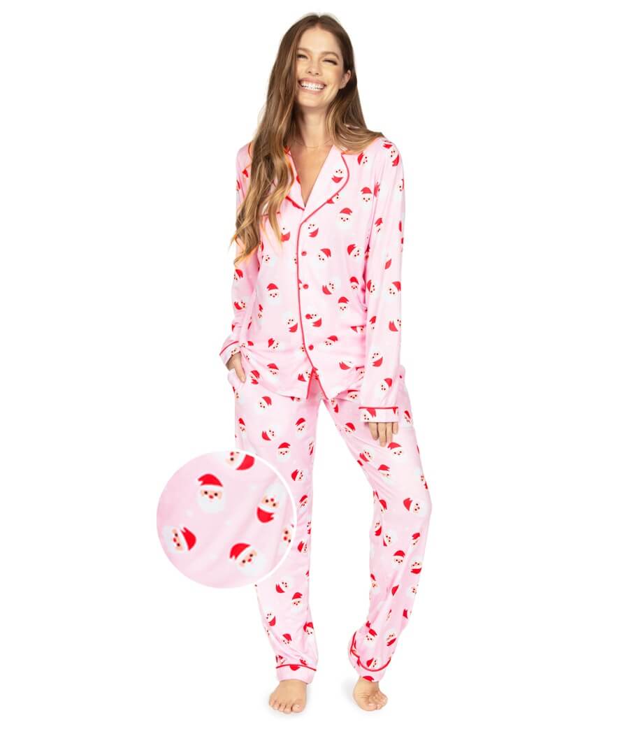 Women's Pink Santa Christmas Pajama Set | Cozy Festive Sleepwear