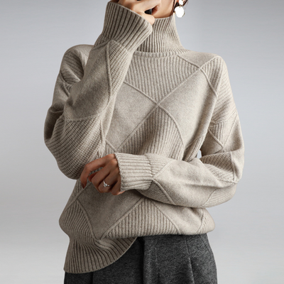 Sienna™ Luxury Cashmere Turtleneck Sweater – Ultra-Soft & Elegant Winter Knitwear