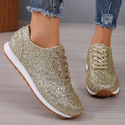 Glitter Sequin Lace-Up Sneakers | Stylish Comfort for Everyday Wear