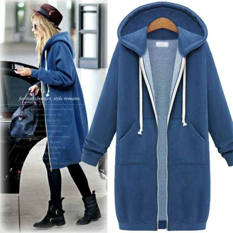 Casual Long Hoodie with Zipper for Everyday Comfort