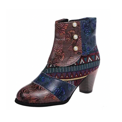 SOLARGARDEN Retro Ankle Boots with Block Heels